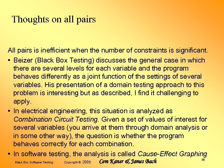 Thoughts on all pairs All pairs is inefficient when the number of constraints is