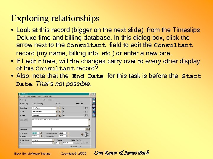Exploring relationships • Look at this record (bigger on the next slide), from the