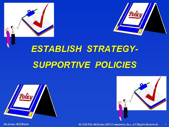 ESTABLISH STRATEGYSUPPORTIVE POLICIES Mc. Graw-Hill/Irwin © 2003 The Mc. Graw-Hill Companies, Inc. , All