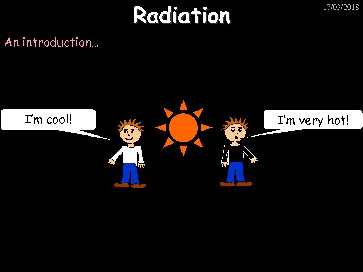 Radiation 17/03/2018 An introduction… I’m cool! I’m very hot! 