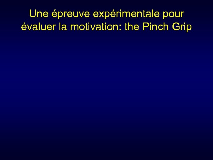 Une épreuve expérimentale pour évaluer la motivation: the Pinch Grip 