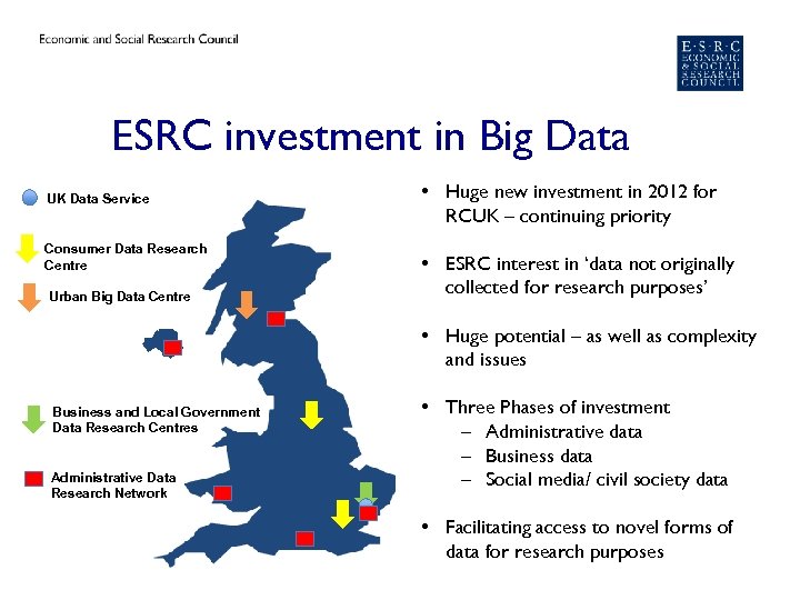 ESRC investment in Big Data UK Data Service Consumer Data Research Centre Urban Big