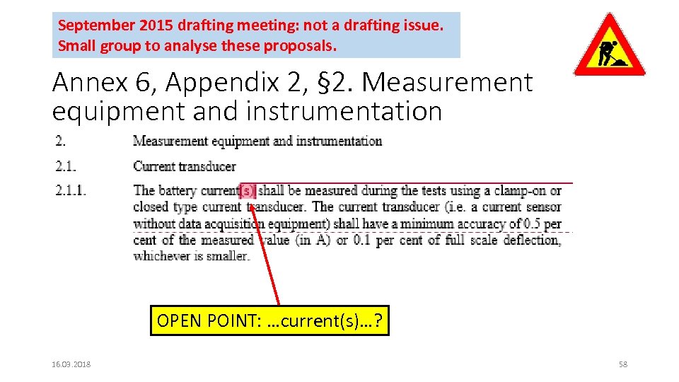 September 2015 drafting meeting: not a drafting issue. Small group to analyse these proposals.