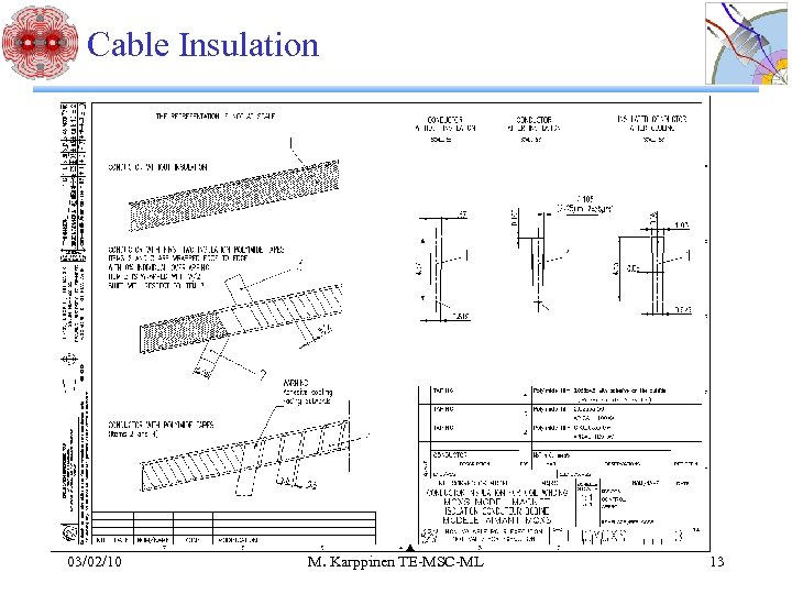 Cable Insulation 03/02/10 M. Karppinen TE-MSC-ML 13 