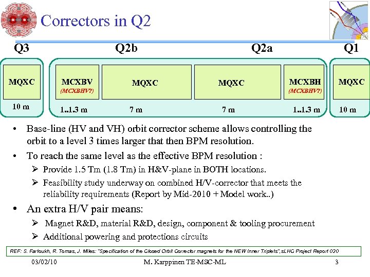 Correctors in Q 2 Q 3 Q 2 b MQXC MCXBV (MCXBHV? ) 10