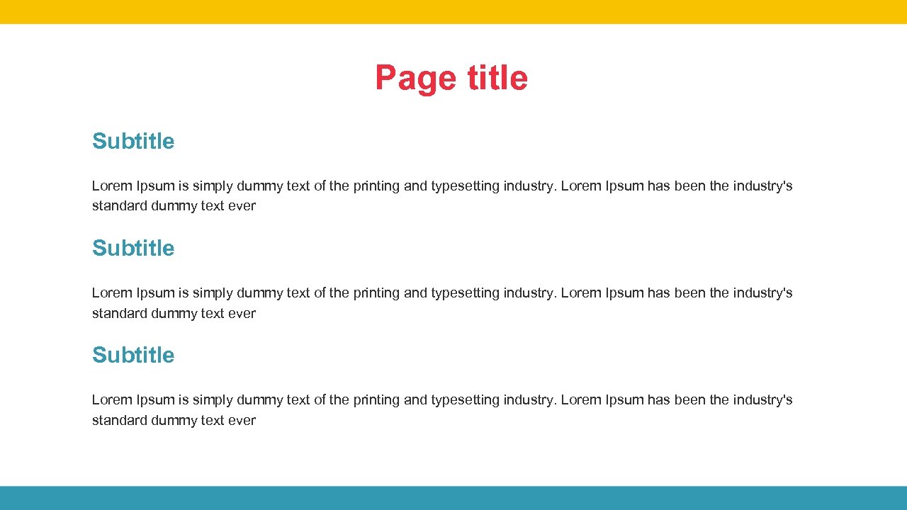 Page title Subtitle Lorem Ipsum is simply dummy text of the printing and typesetting