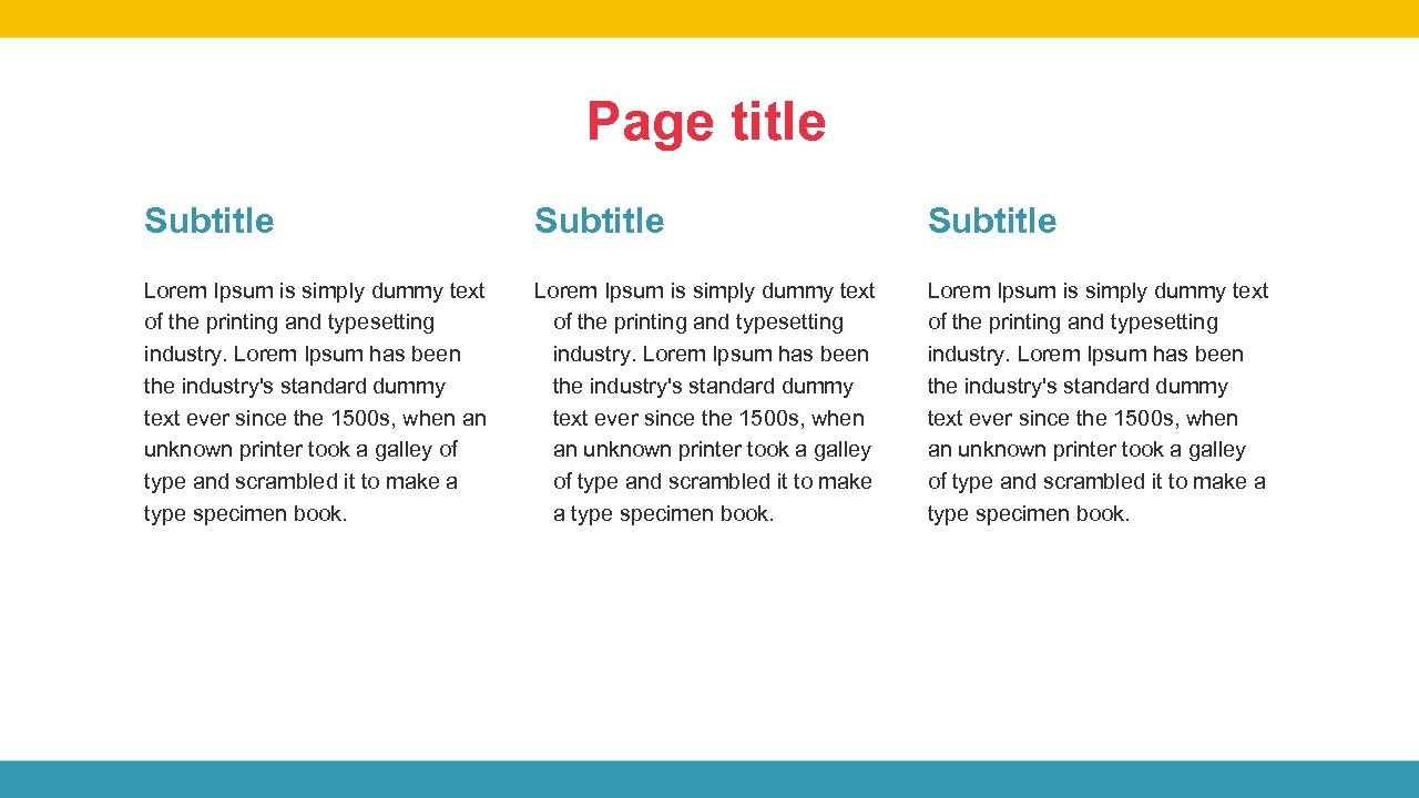 Page title Subtitle Lorem Ipsum is simply dummy text of the printing and typesetting