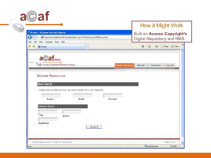 a af How it Might Work Built on Access Copyright’s Digital Repository and RMS.
