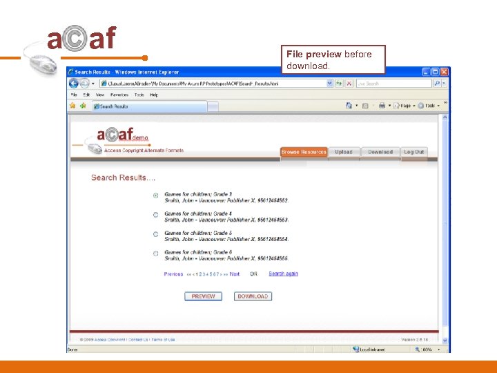 a af File preview before download. 