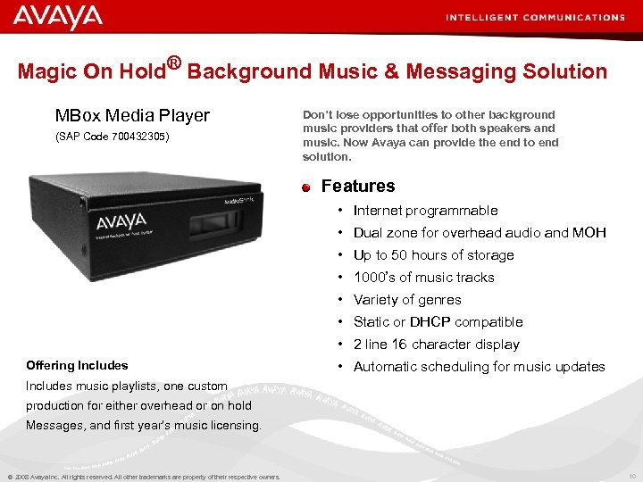 Magic On Hold® Background Music & Messaging Solution MBox Media Player (SAP Code 700432305)