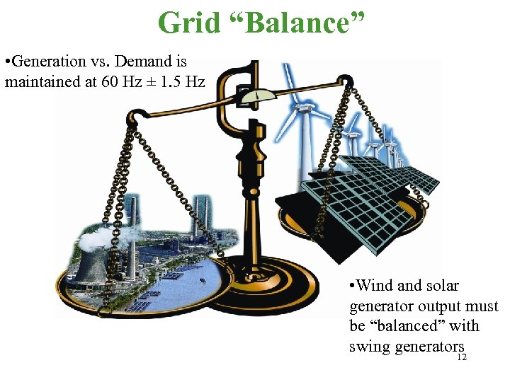 Grid “Balance” • Generation vs. Demand is maintained at 60 Hz ± 1. 5