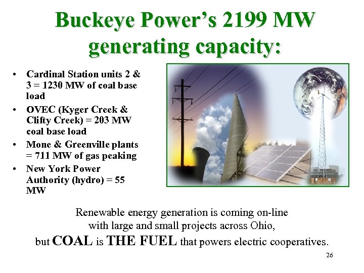 Buckeye Power’s 2199 MW generating capacity: • Cardinal Station units 2 & 3 =