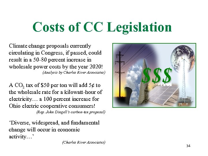 Costs of CC Legislation Climate change proposals currently circulating in Congress, if passed, could
