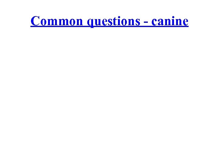 Common questions - canine 