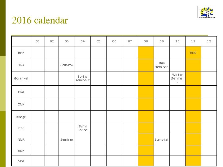 2016 calendar 01 02 03 04 05 06 07 08 09 10 BNF BNA