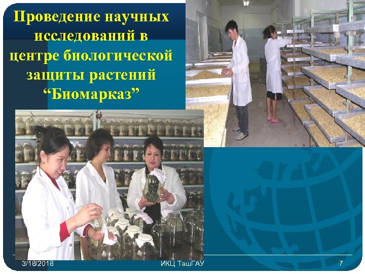 Проведение научных исследований в центре биологической защиты растений “Биомарказ” 3/18/2018 ИКЦ Таш. ГАУ 7