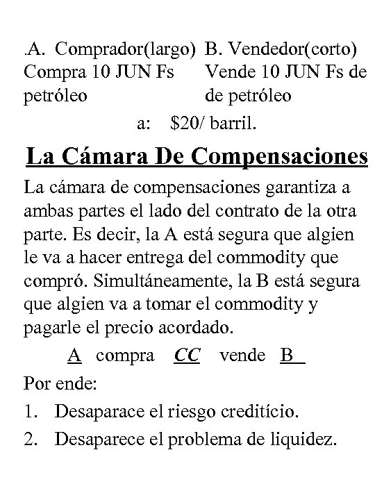 . A. Comprador(largo) B. Vendedor(corto) Compra 10 JUN Fs Vende 10 JUN Fs de