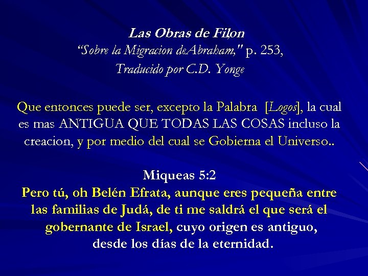 Las Obras de Filon , “Sobre la Migracion de. Abraham, 