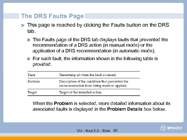 The DRS Faults Page This page is reached by clicking the Faults button on