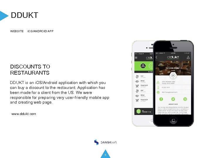 DDUKT WEBSITE i. OS/ANDROID APP DISCOUNTS TO RESTAURANTS DDUKT is an i. OS/Android application
