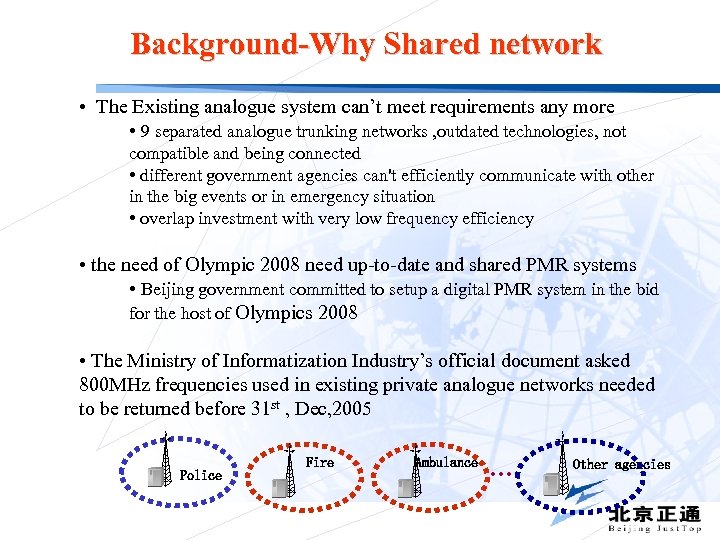 Background-Why Shared network • The Existing analogue system can’t meet requirements any more •