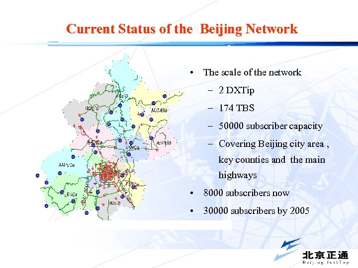 Current Status of the Beijing Network • The scale of the network – 2