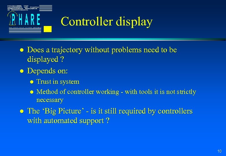 Controller display l l Does a trajectory without problems need to be displayed ?