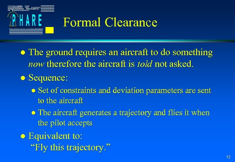 Formal Clearance The ground requires an aircraft to do something now therefore the aircraft