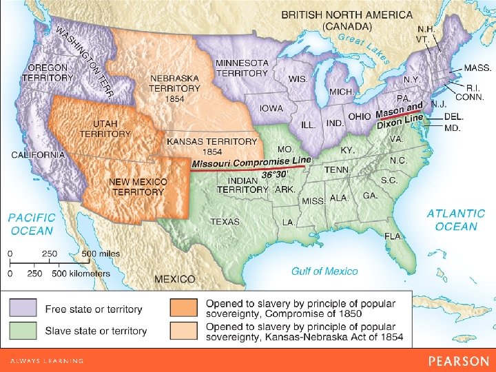 Map 14. 2 The Kansas-Nebraska Act of 1854 The Kansas-Nebraska Act applied the principle