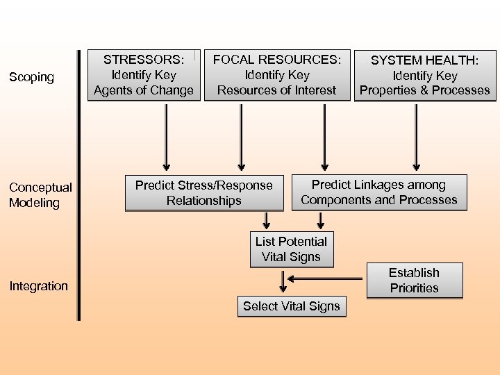Scoping Conceptual Modeling STRESSORS: Identify Key Agents of Change FOCAL RESOURCES: Identify Key Resources