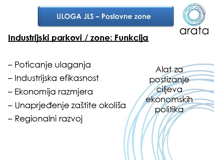 Industrijski parkovi / zone: Funkcija – Poticanje ulaganja – Industrijska efikasnost – Ekonomija razmjera