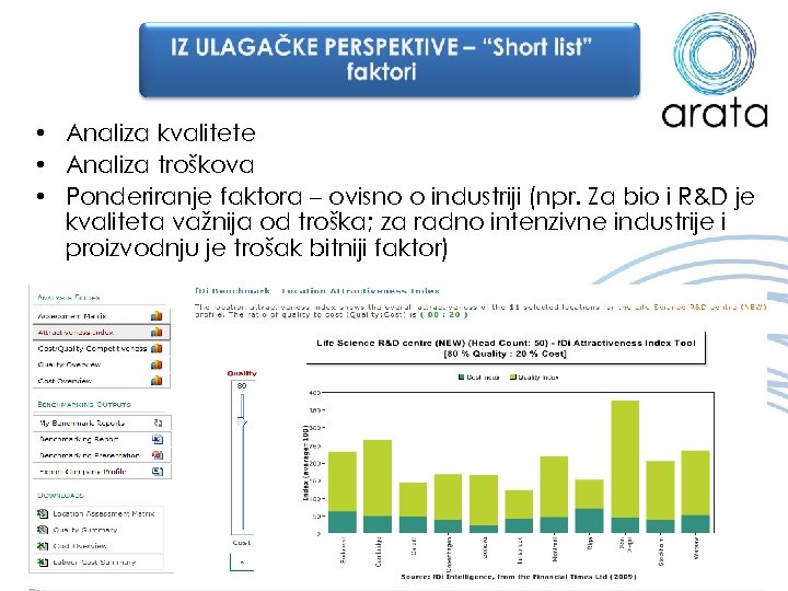  • Analiza kvalitete • Analiza troškova • Ponderiranje faktora – ovisno o industriji