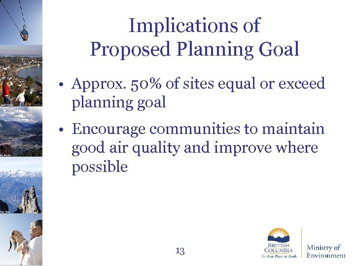  • Approx. 50% of sites equal or exceed planning goal • Encourage communities