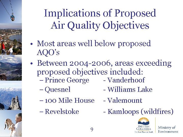Ian Routley Jared Hobbs Implications of Proposed Air Quality Objectives • Most areas well