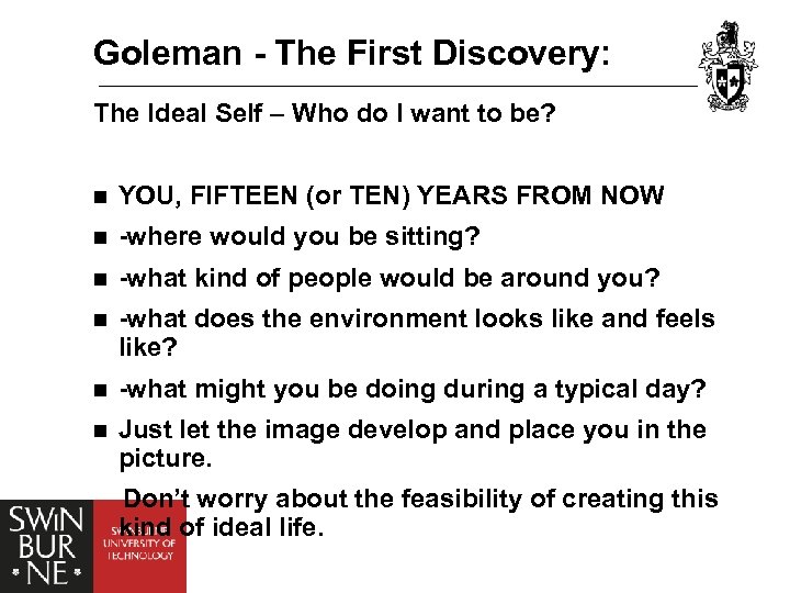 Goleman - The First Discovery: The Ideal Self – Who do I want to