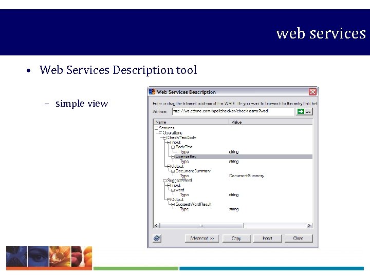  web services • Web Services Description tool – simple view 