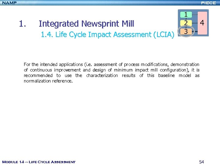 NAMP PIECE 1. Integrated Newsprint Mill 1. 4. Life Cycle Impact Assessment (LCIA) For
