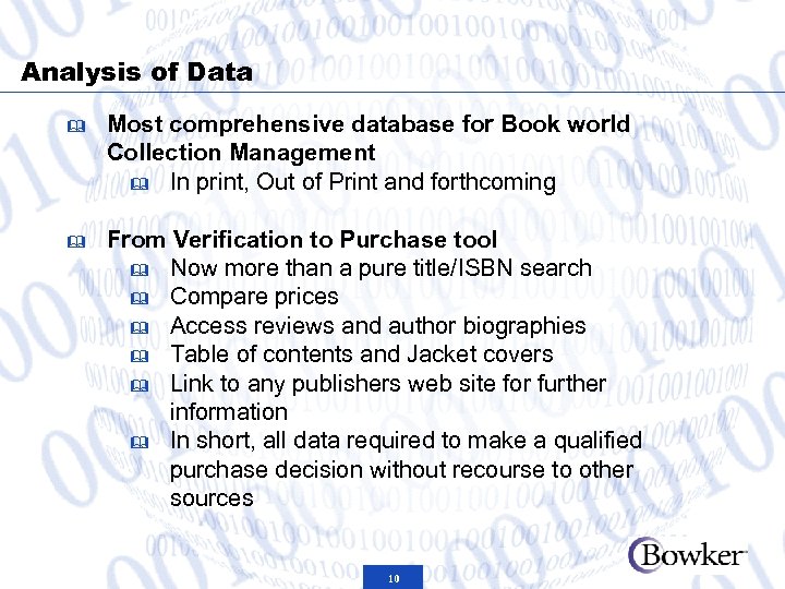 Analysis of Data & Most comprehensive database for Book world Collection Management & In