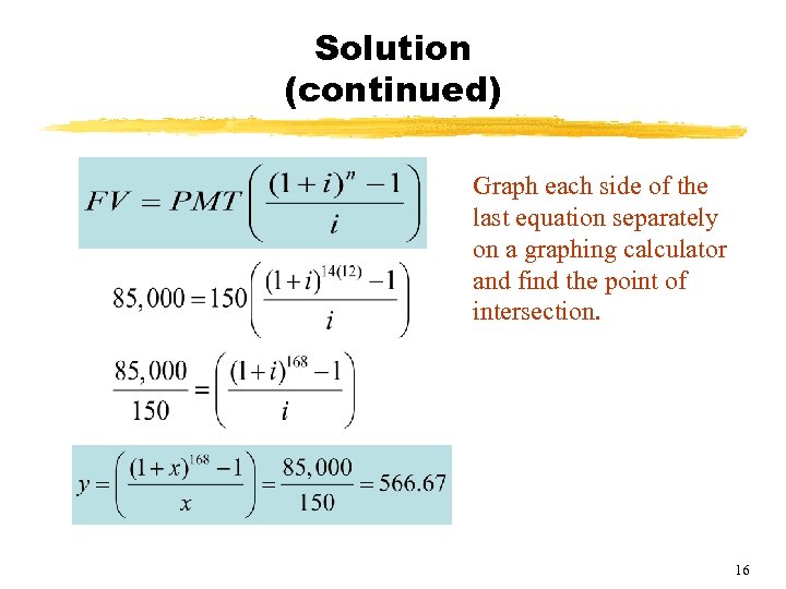 Solution (continued) Graph each side of the last equation separately on a graphing calculator