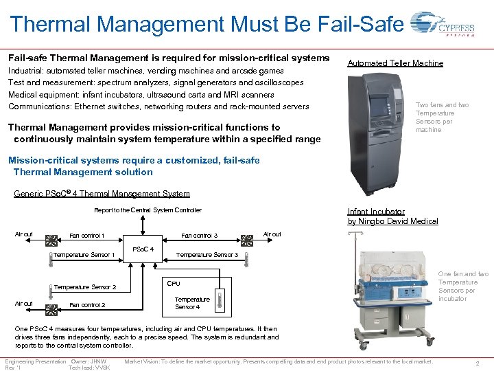 Thermal Management Must Be Fail-Safe Fail-safe Thermal Management is required for mission-critical systems Industrial: