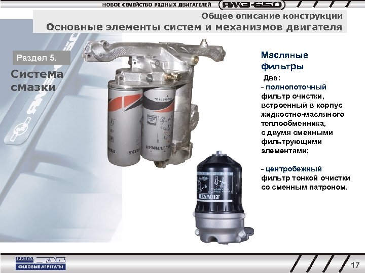 Общее описание конструкции Основные элементы систем и механизмов двигателя Раздел 5. Система смазки Масляные