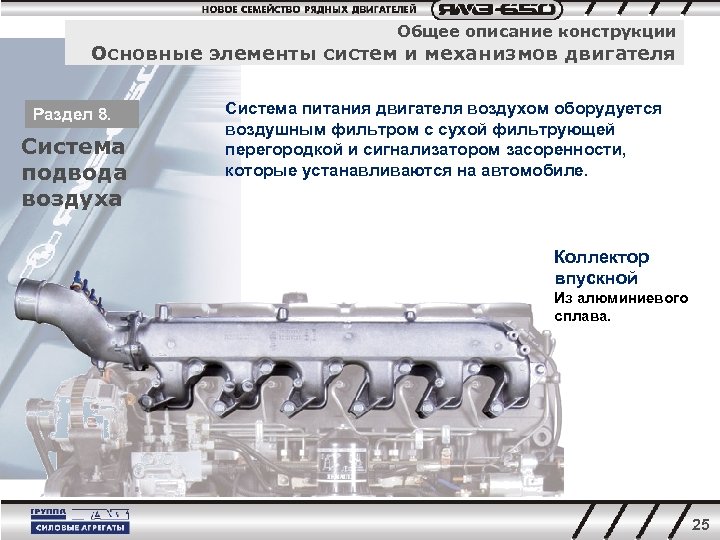 Общее описание конструкции Основные элементы систем и механизмов двигателя Раздел 8. Система подвода воздуха