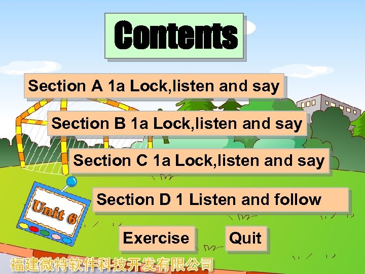 Contents Section A 1 a Lock, listen and say Section B 1 a Lock,