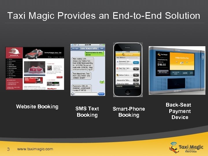 Taxi Magic Provides an End-to-End Solution Website Booking 3 www. taximagic. com SMS Text