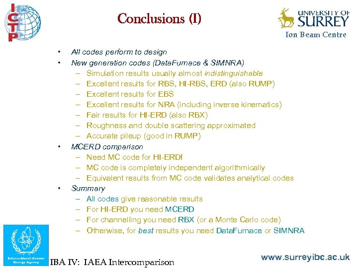 Conclusions (I) Ion Beam Centre • • All codes perform to design New generation