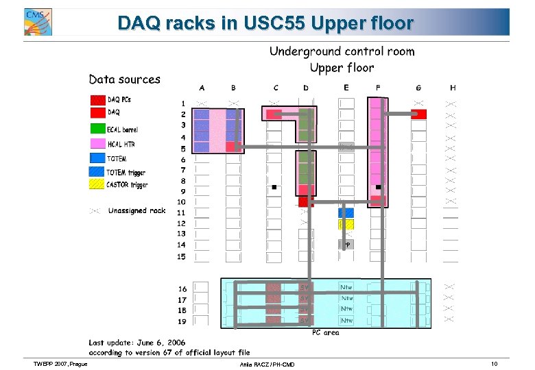 DAQ racks in USC 55 Upper floor TWEPP 2007, Prague Attila RACZ / PH-CMD