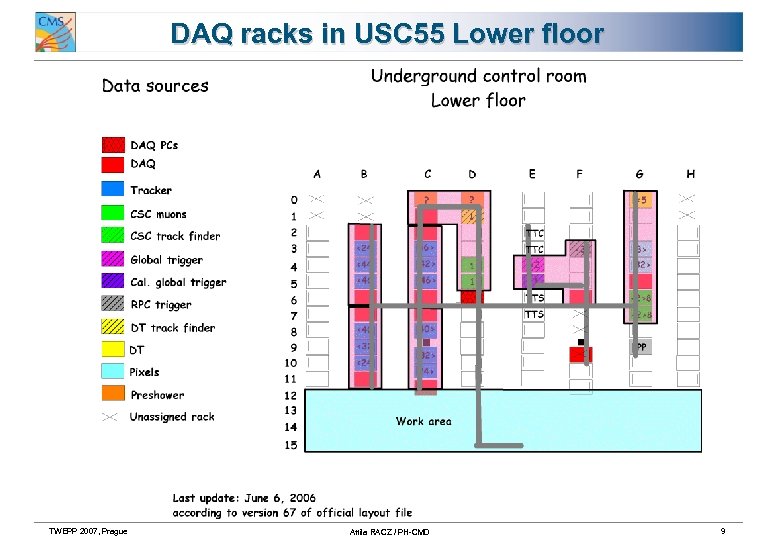 DAQ racks in USC 55 Lower floor TWEPP 2007, Prague Attila RACZ / PH-CMD