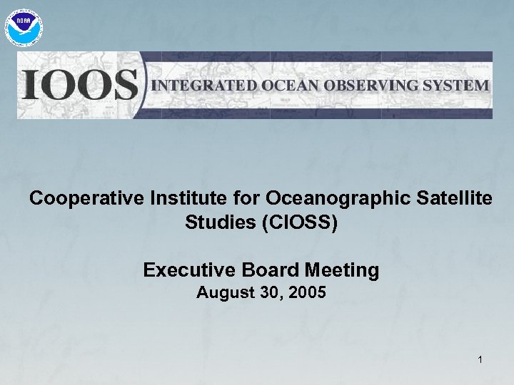 Cooperative Institute for Oceanographic Satellite Studies (CIOSS) Executive Board Meeting August 30, 2005 1