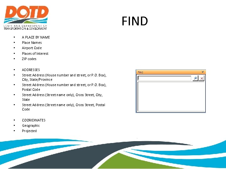 FIND • • • A PLACE BY NAME Place Names Airport Code Places of