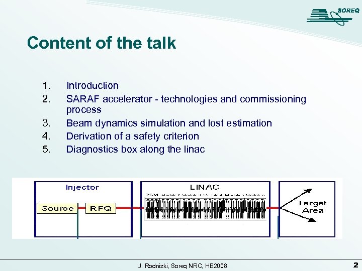 Content of the talk 1. 2. 3. 4. 5. Introduction SARAF accelerator - technologies